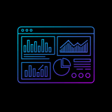 minimal outline style icon of a single dashboard Blue to purple gradient stroke, solid black background, centered, --ar 1:1 --style raw